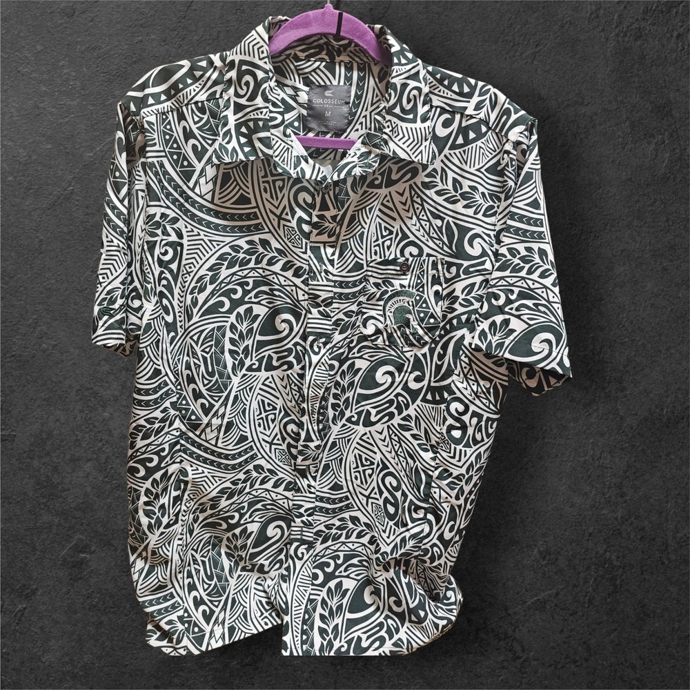 Colosseum Mens Medium M Abstract Pattern Short Sleeve Button Up Shirt